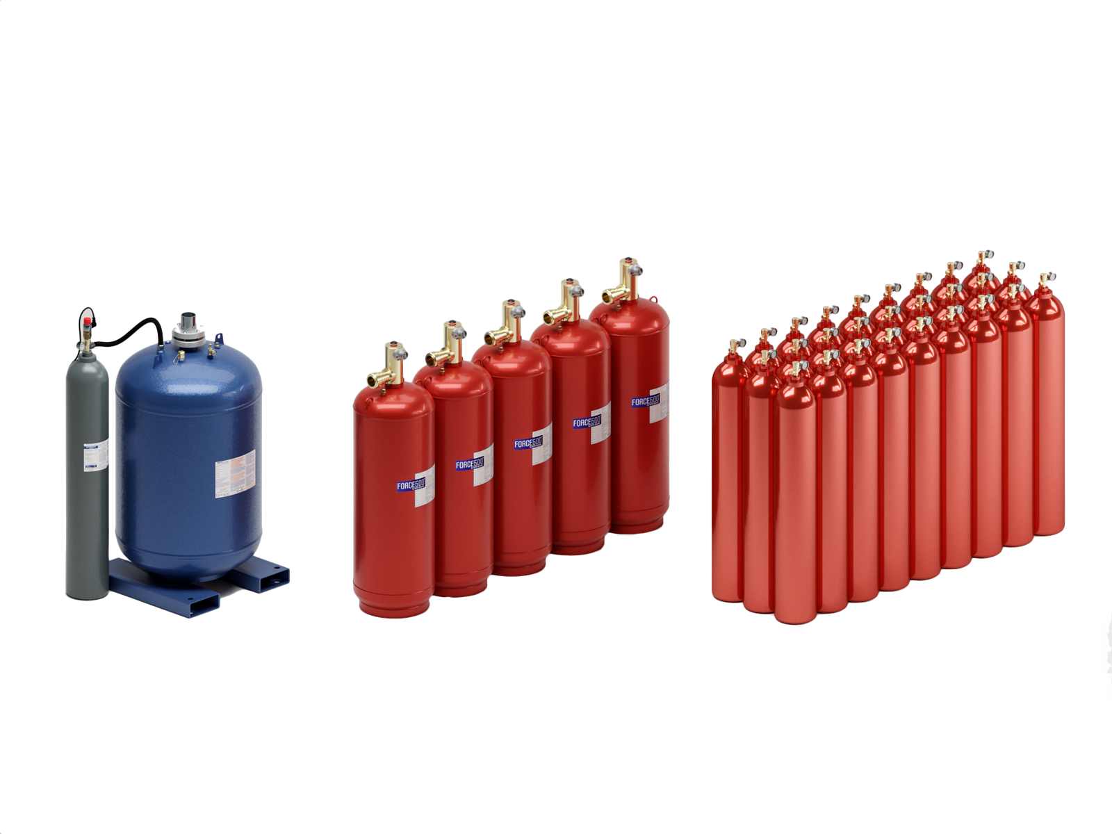 Comparación de cilindros: Titan1230, FK-5-1-12 tradicional y gas inerte Comparación de cilindros: Titan1230, FK-5-1-12 tradicional y gas inerte